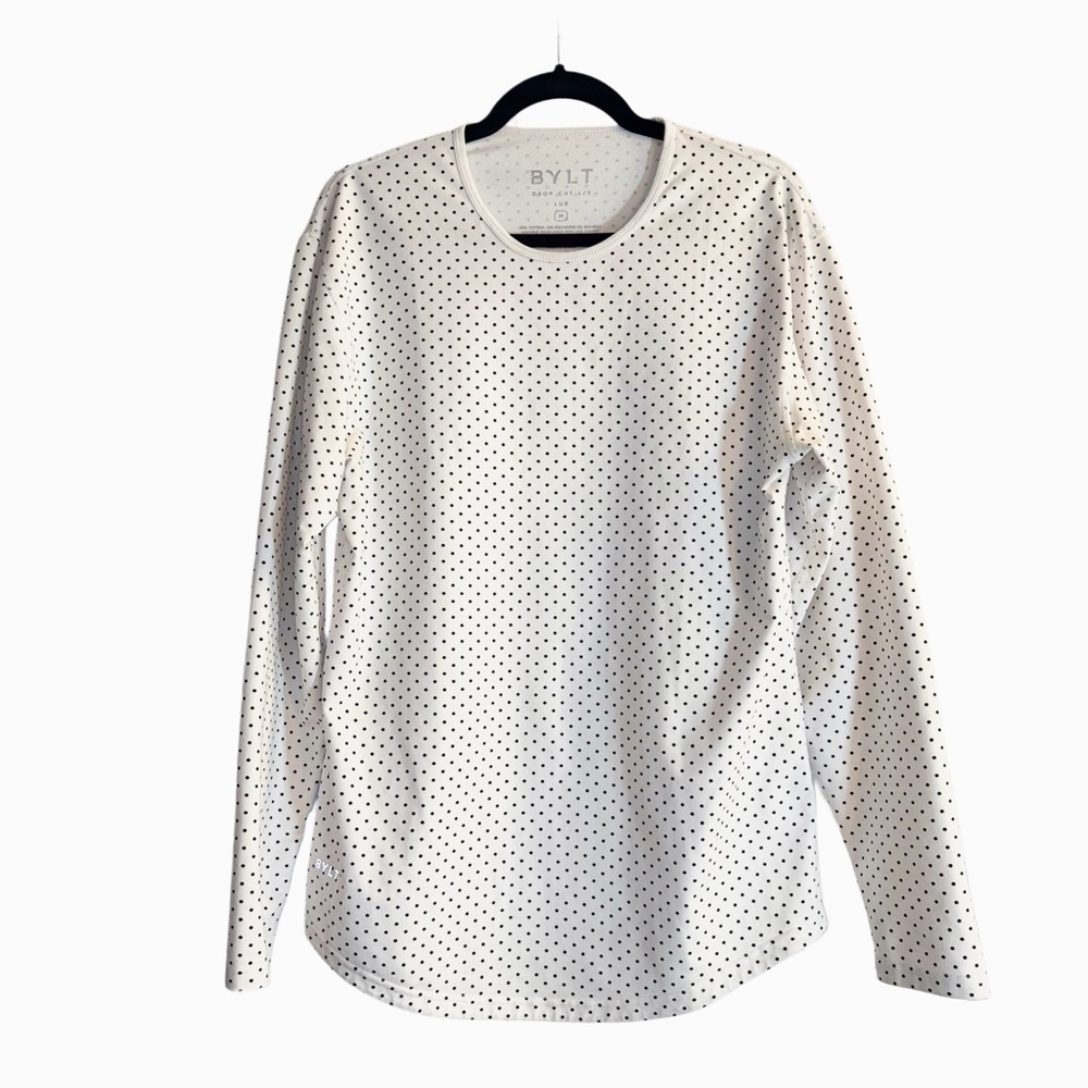 BYLT Basics White Polka Dot Long Sleeve Shirt